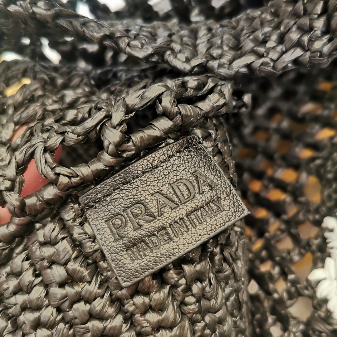 Prada Raffia Tote Bag, Handmade Mini Shopper, Summer Beach Bag 22cm 9 a1743662896857 1476