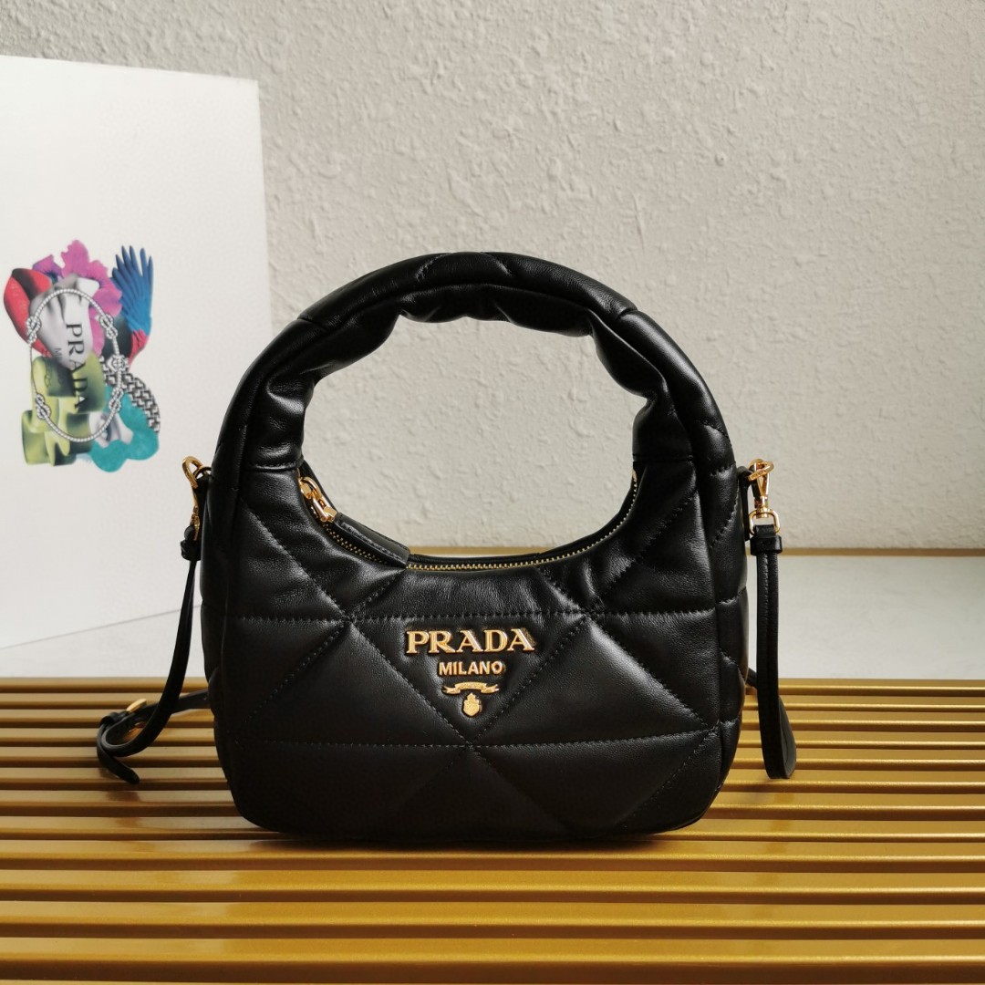 Prada Mini Hobo Bag in Black Quilted Leather with Adjustable Strap 2 a1743663171878 5786