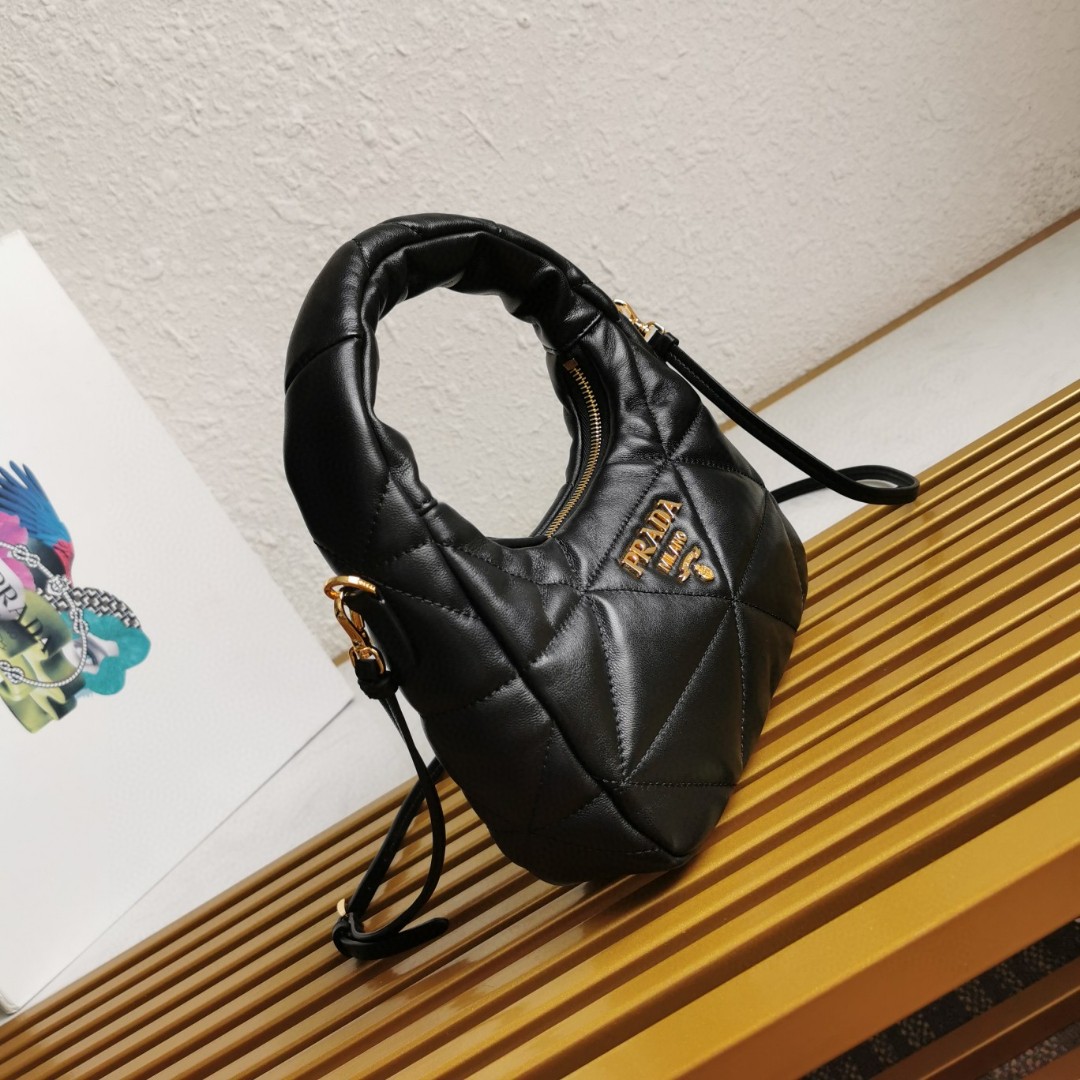 Prada Mini Hobo Bag in Black Quilted Leather with Adjustable Strap 3 a1743663171879 7770