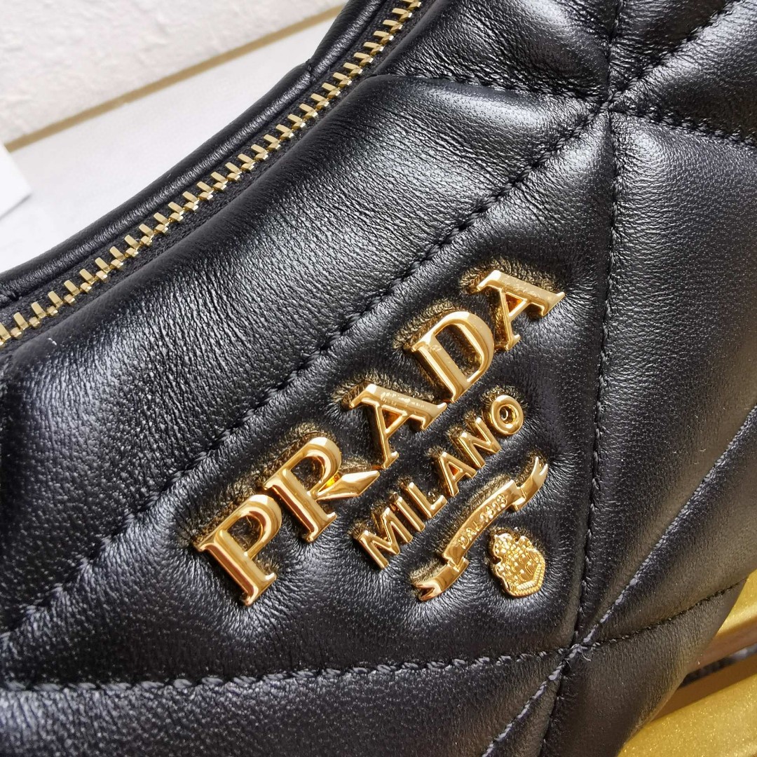 Prada Mini Hobo Bag in Black Quilted Leather with Adjustable Strap 7 a1743663177078 5210