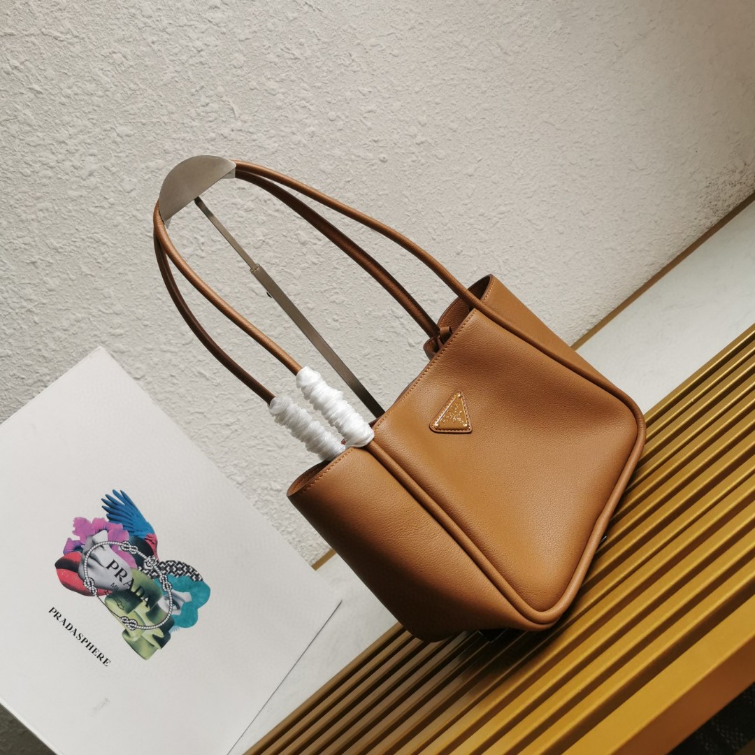 Prada 1BG539 Leather Shoulder Bag,Elegant Handbag, Tan 9.8x7.3x4.9 in 3 a1743663542209 8201