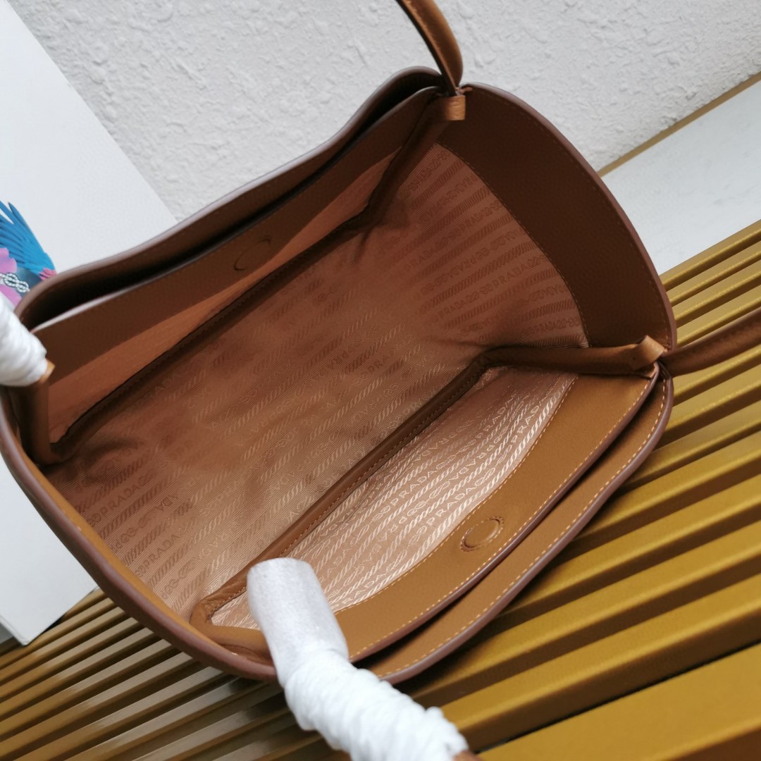 Prada 1BG539 Leather Shoulder Bag,Elegant Handbag, Tan 9.8x7.3x4.9 in 9 a1743663547480 0385