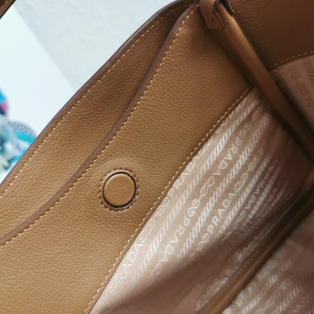 Prada 1BG539 Leather Shoulder Bag,Elegant Handbag, Tan 9.8x7.3x4.9 in 10 a1743663547496 3107