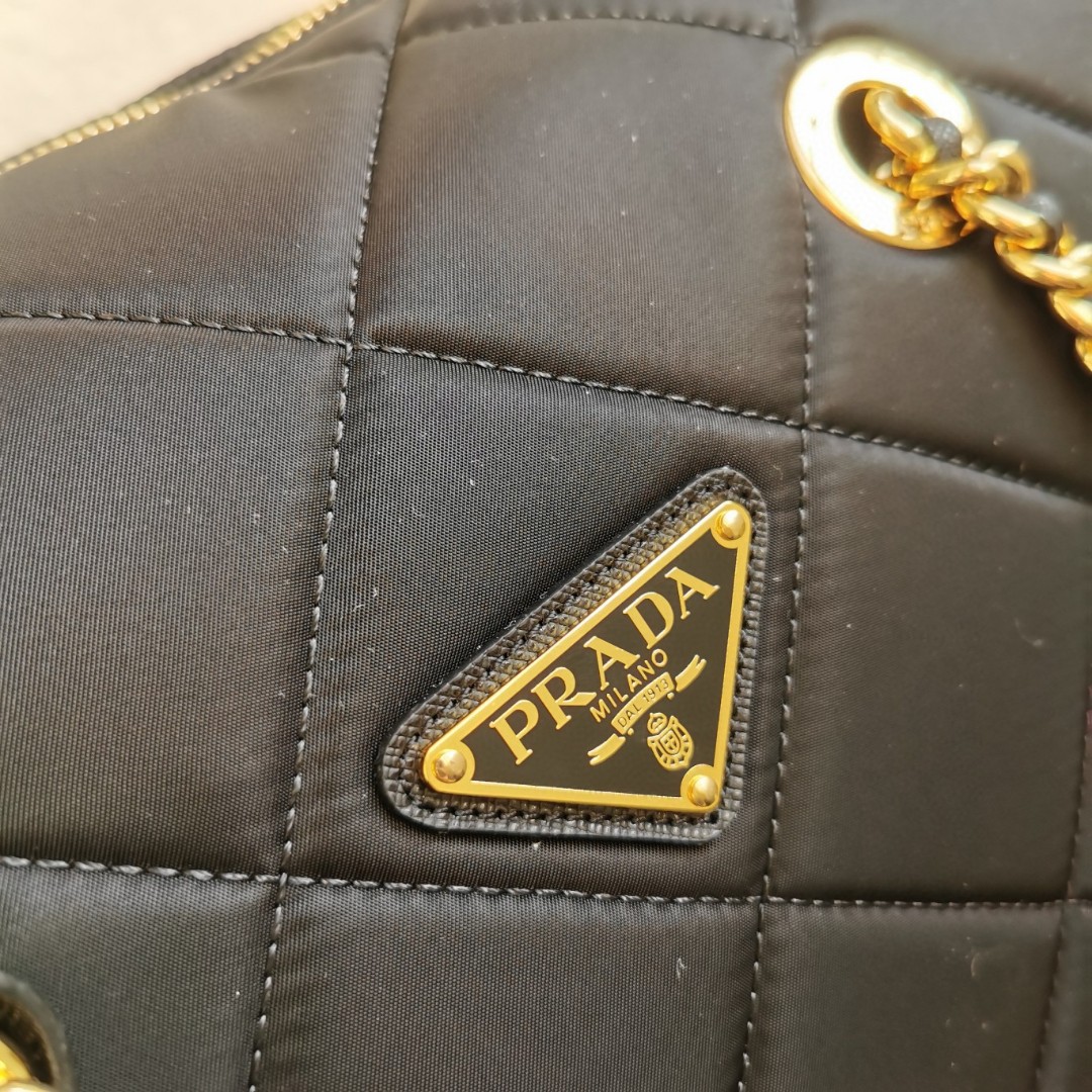 Prada Black Nylon Vintage Chain Shoulder Bag Large 1BG467 5 a1743916914292 4570