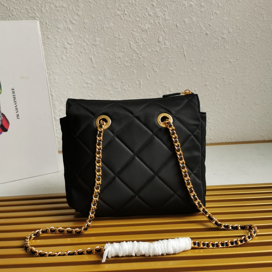 Prada Black Nylon Quilted Chain Shoulder Bag, Vintage Style, 25x24x5cm 3 a1743917032070 1402