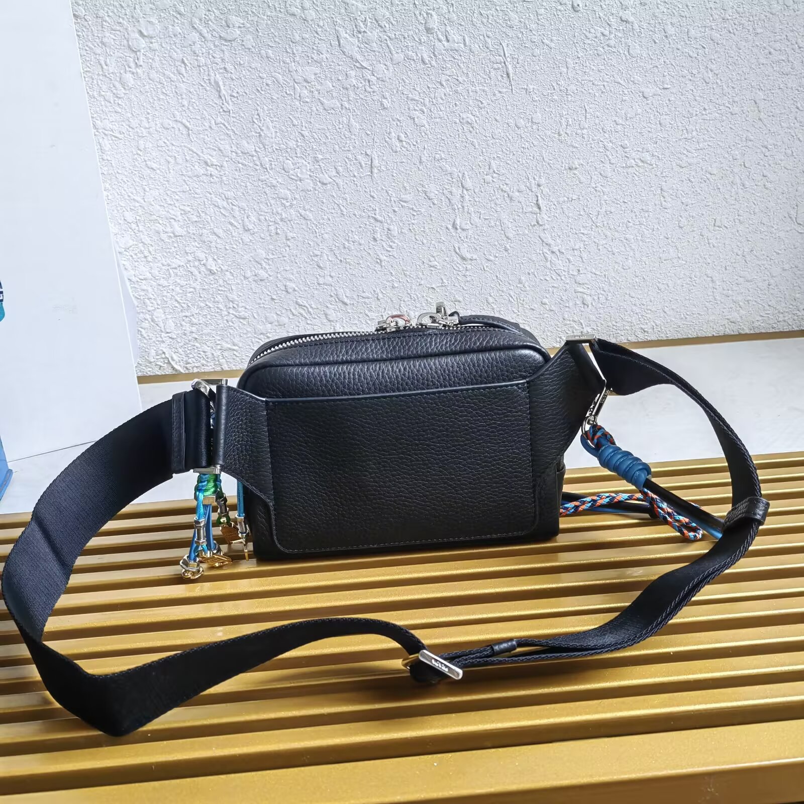 PRADA Leather Crossbody Bag, 2VH184 Small, Black Leather Shoulder Chest Bag 6 a1744005319088 1886