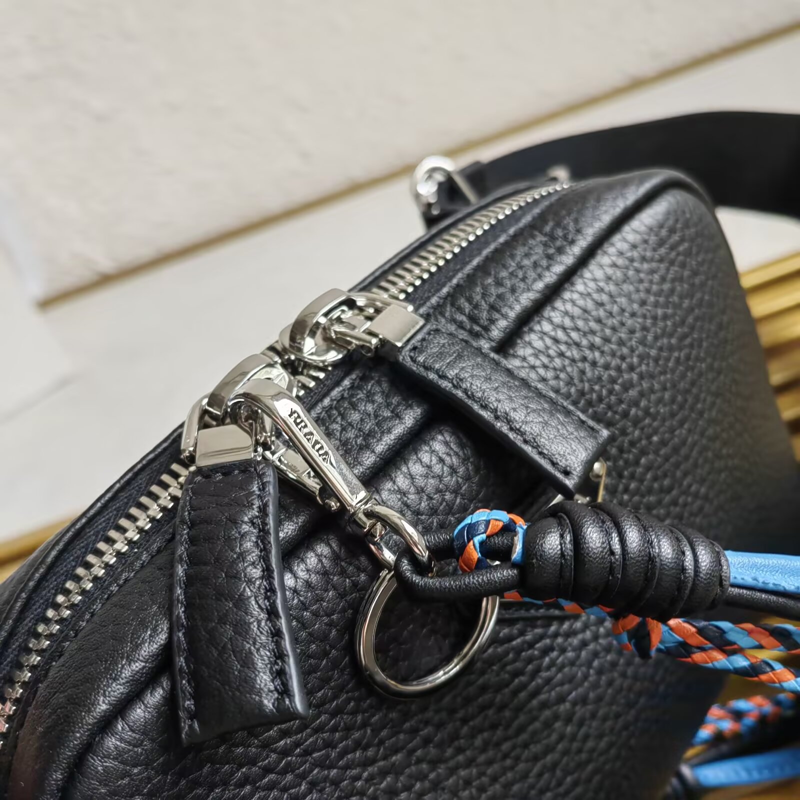 PRADA Leather Crossbody Bag, 2VH184 Small, Black Leather Shoulder Chest Bag 8 a1744005423918 0100