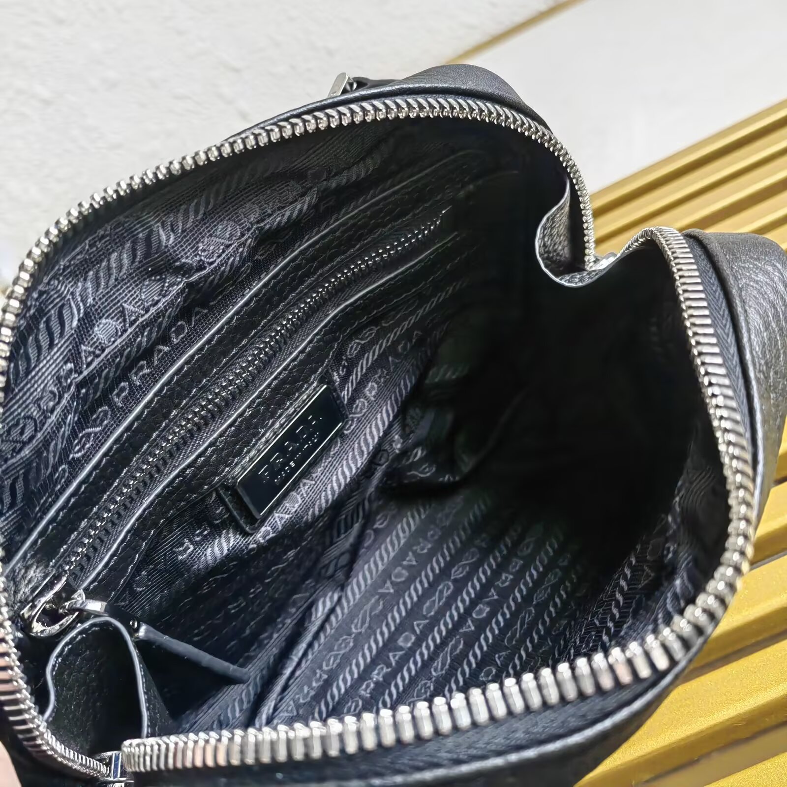 PRADA Leather Crossbody Bag, 2VH184 Small, Black Leather Shoulder Chest Bag 10 a1744005423921 4846
