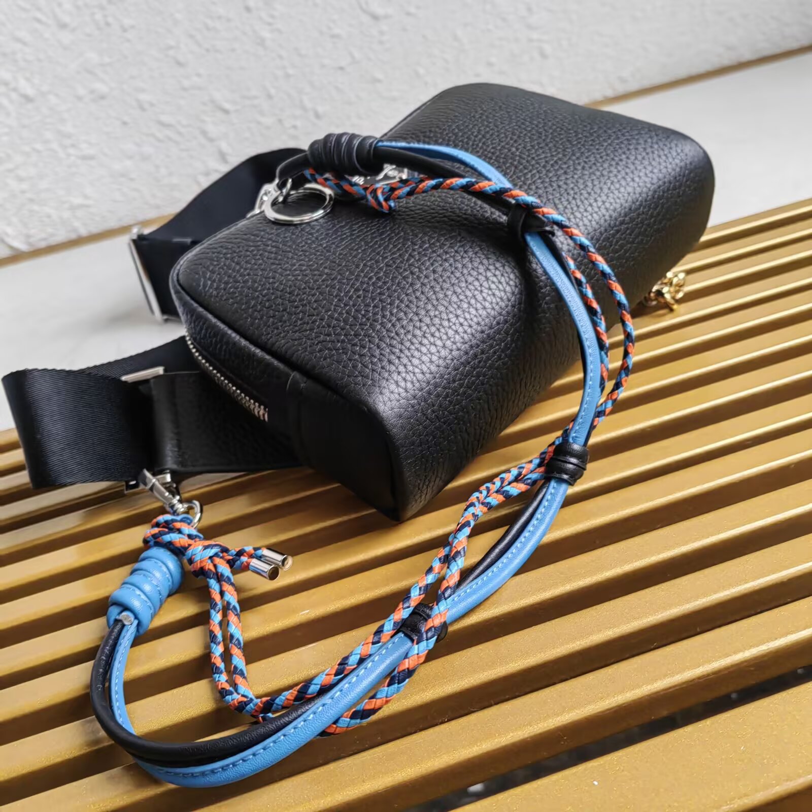 PRADA Leather Crossbody Bag, 2VH184 Small, Black Leather Shoulder Chest Bag 9 a1744005495957 0888