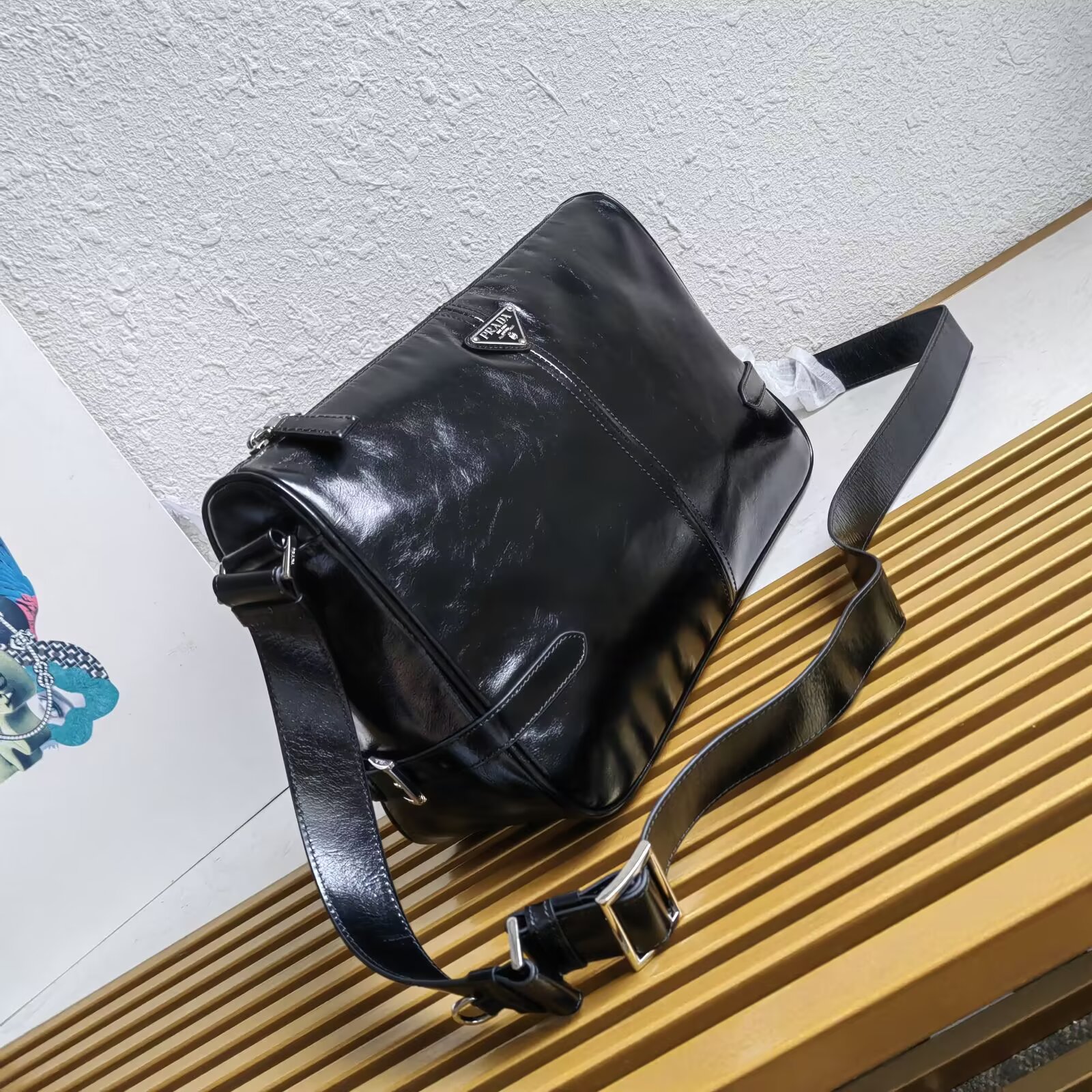 Prada Leather Messenger Bag - 2VH187, Adjustable Strap, Black 3 a1744089311690 2714