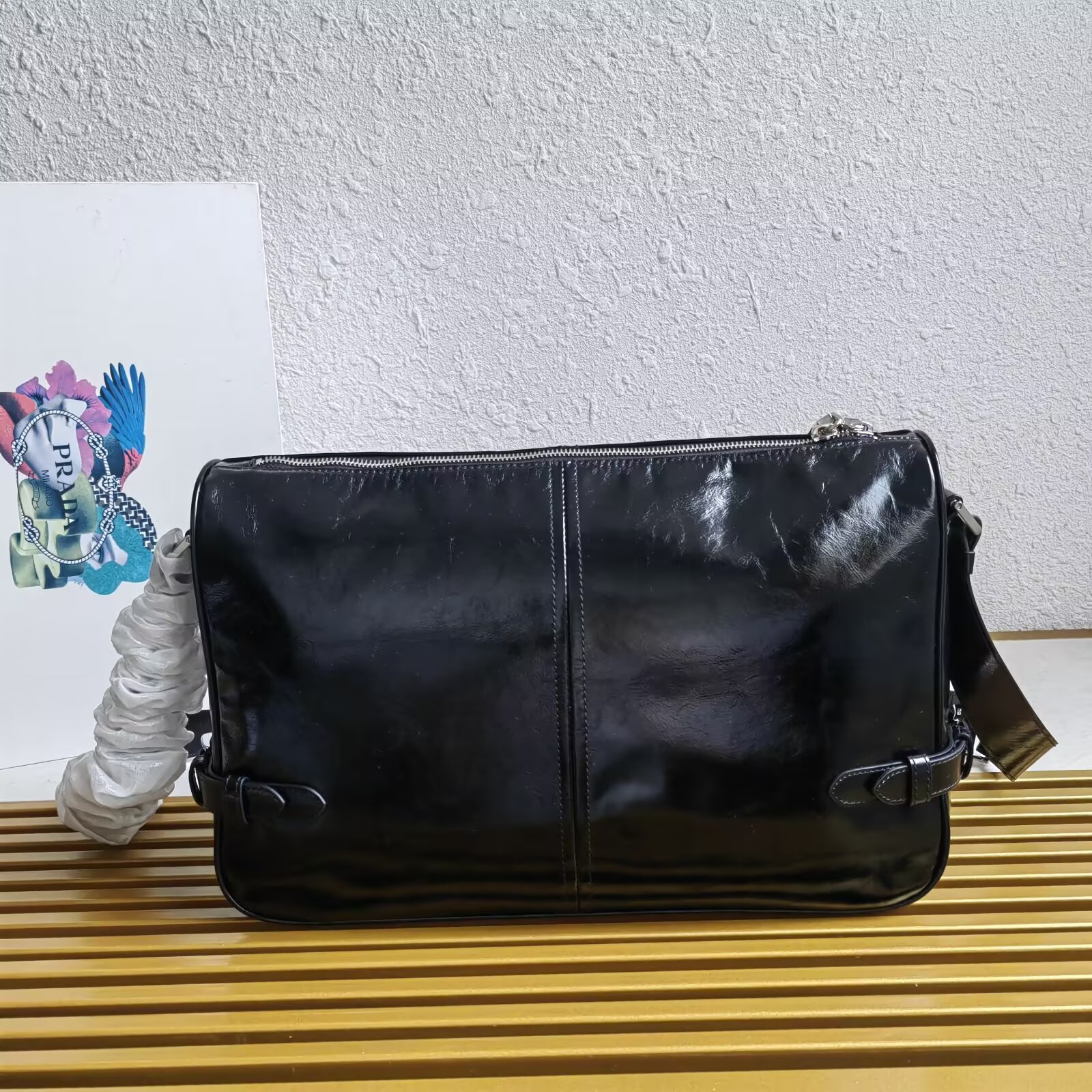 Prada Leather Messenger Bag - 2VH187, Adjustable Strap, Black 6 a1744089311704 7628