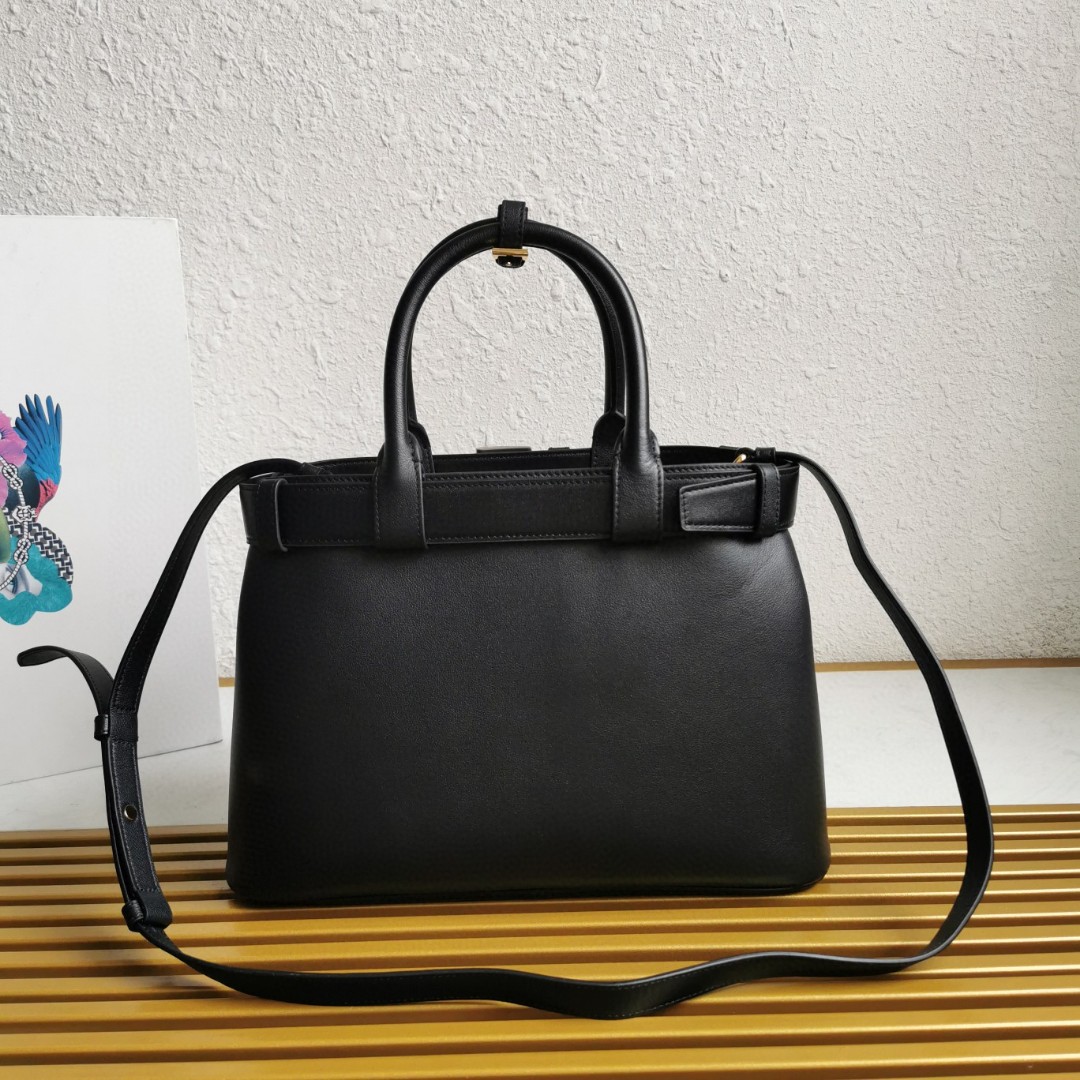 Prada Double Bag Small Shopping Bag - Elegant Black Leather Tote with Adjustable Strap 5 a1744090823058 2158