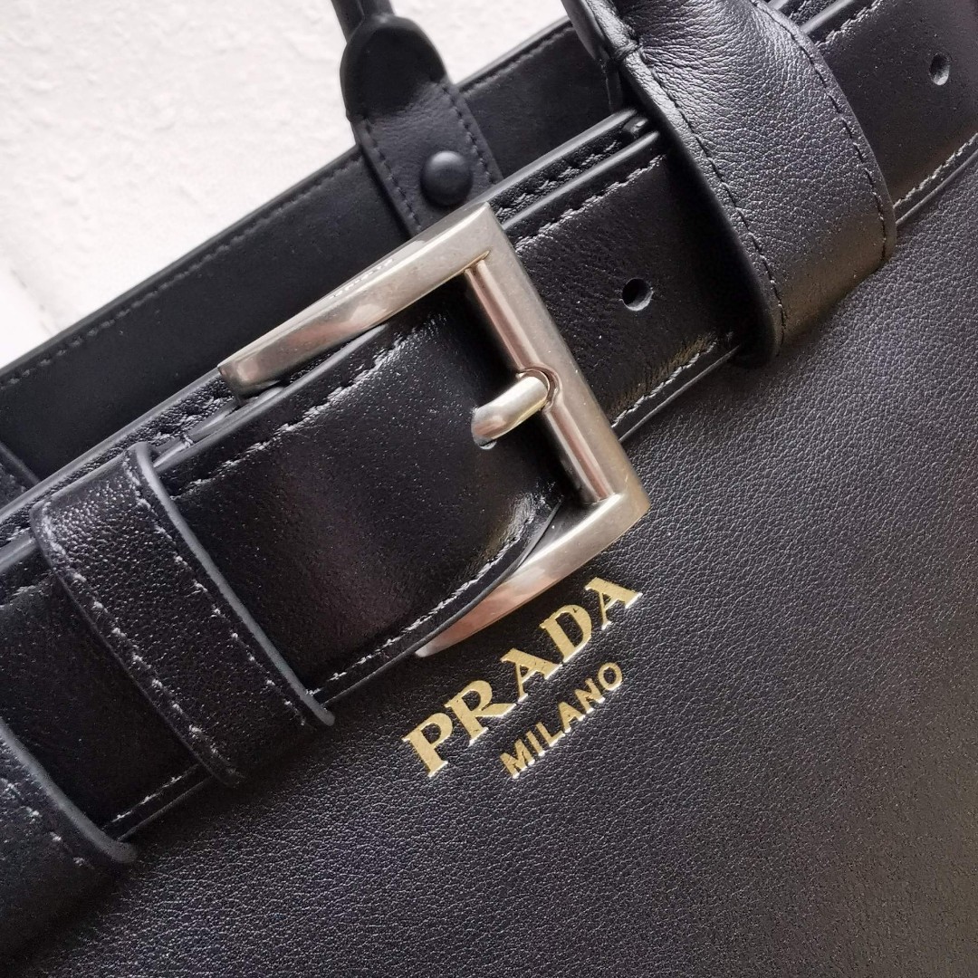 Prada Double Bag Small Shopping Bag - Elegant Black Leather Tote with Adjustable Strap 6 a1744090823064 4740