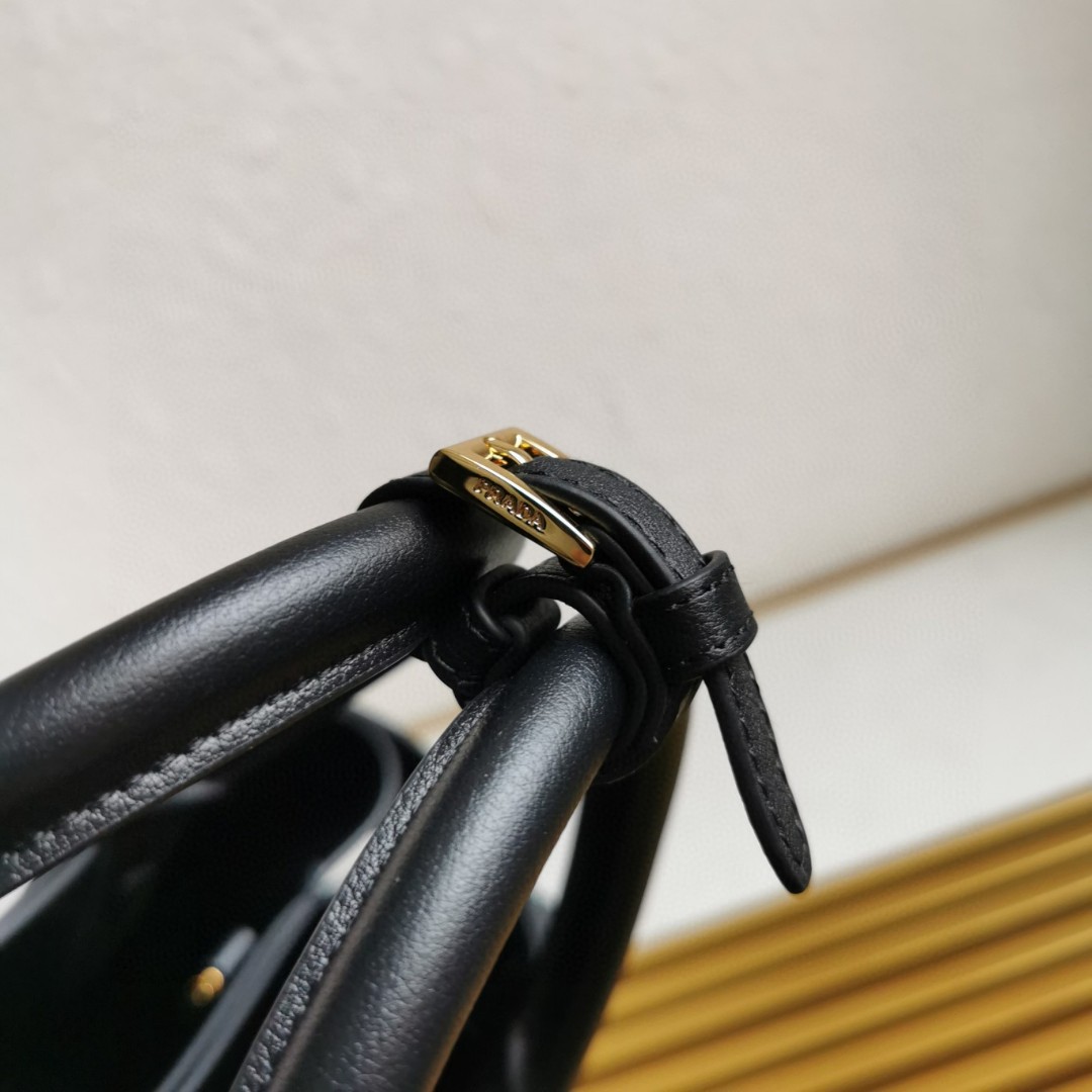 Prada Double Bag Small Shopping Bag - Elegant Black Leather Tote with Adjustable Strap 9 a1744090828374 4315