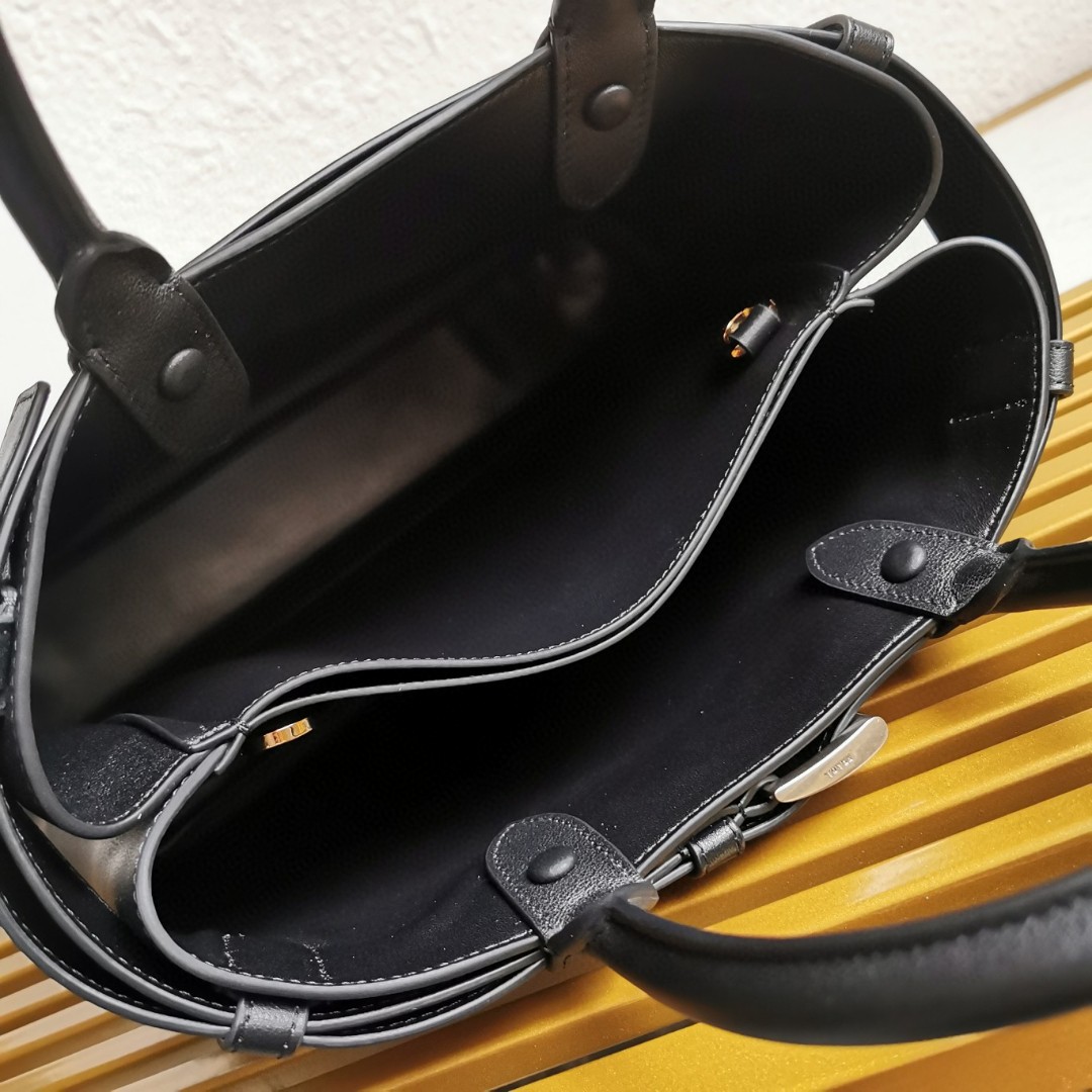 Prada Double Bag Small Shopping Bag - Elegant Black Leather Tote with Adjustable Strap 8 a1744090828376 8546