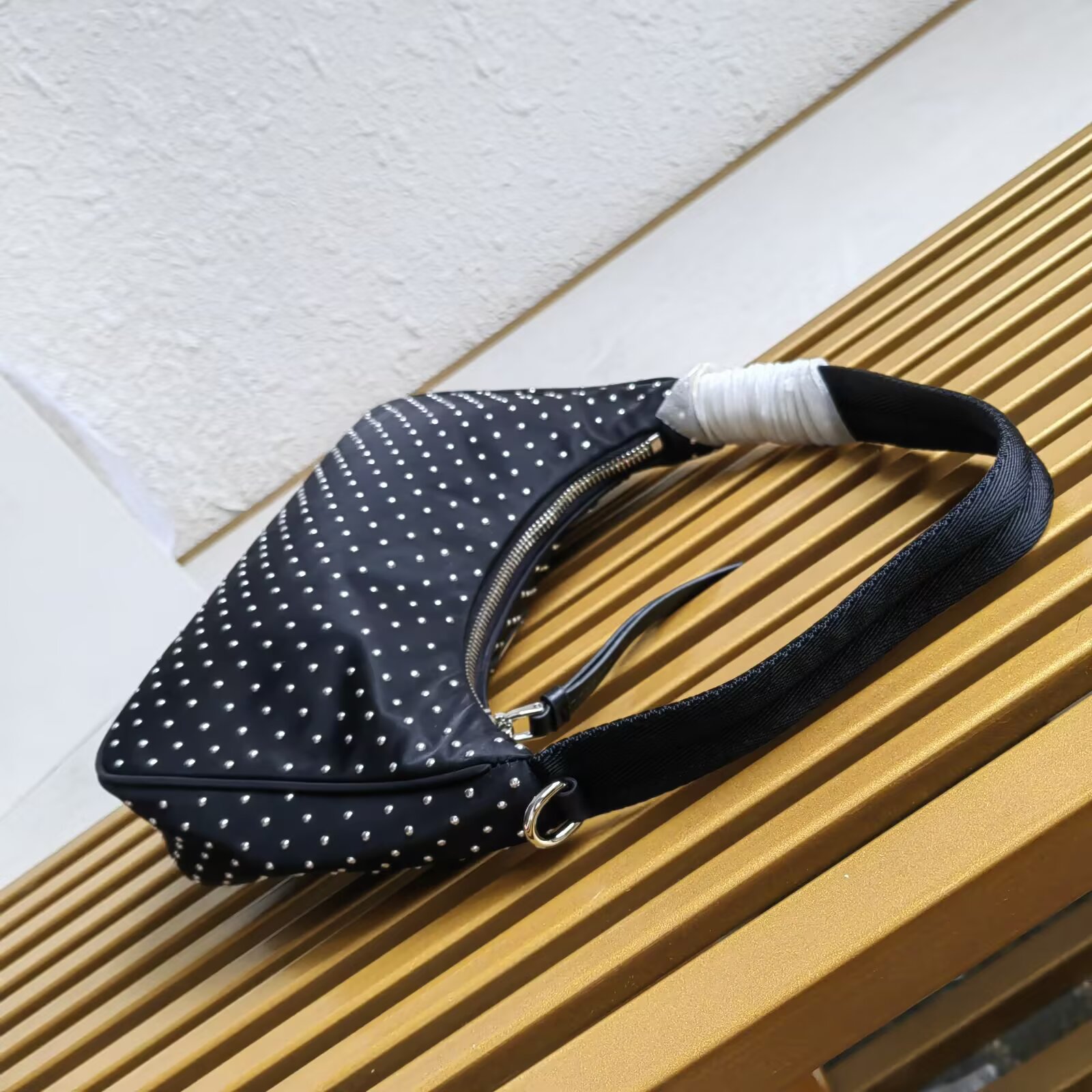 Prada Rivet Hobo Bag - Nylon, Silver Tone Hardware 5 a1744176143074 8106