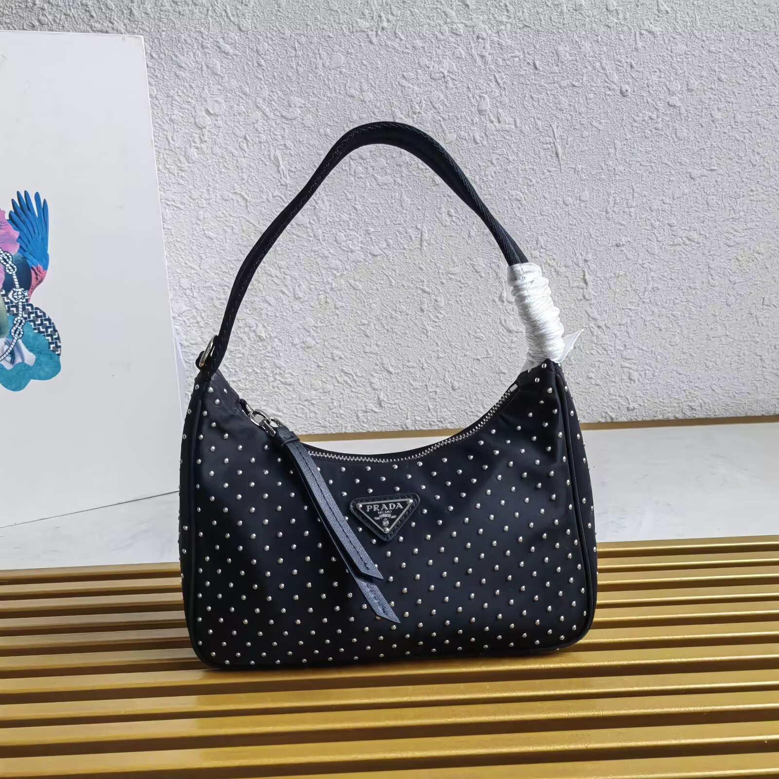 Prada Rivet Hobo Bag - Nylon, Silver Tone Hardware 2 a1744176143076 6271