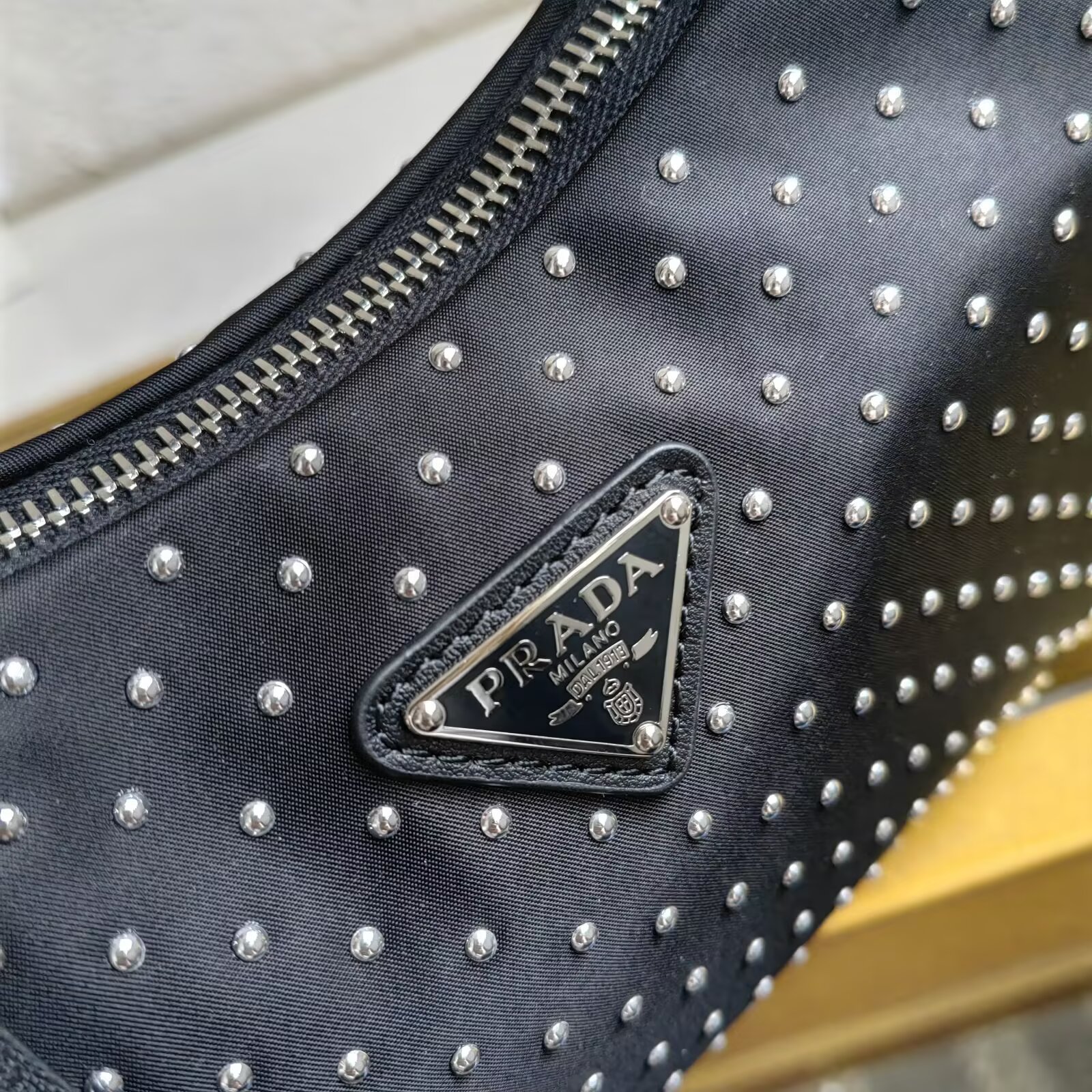 Prada Rivet Hobo Bag - Nylon, Silver Tone Hardware 7 a1744176149173 7806