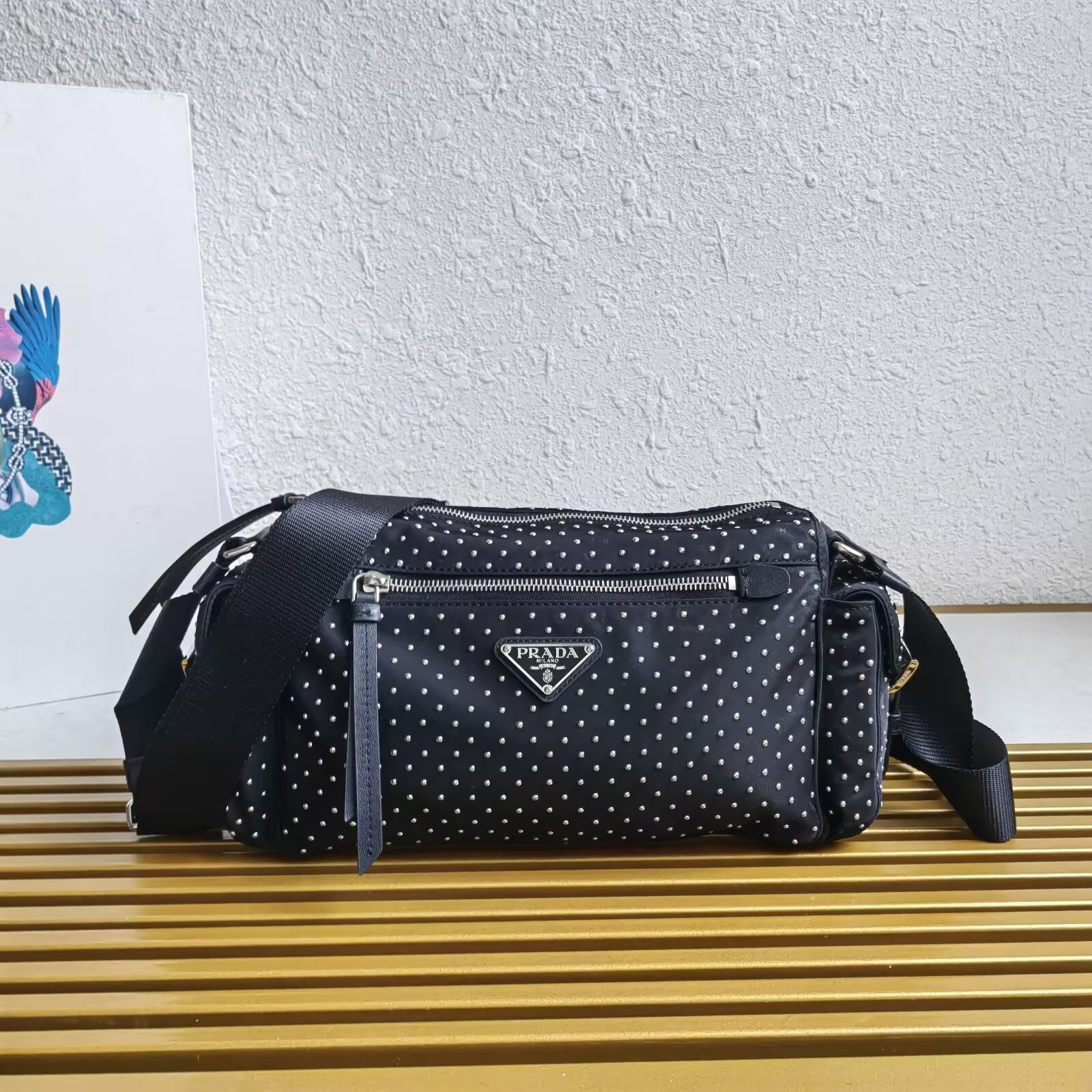 Prada Tessuto Rivet Crossbody Bag, Nylon and Leather, 26/33x17x9 cm 2 a1744176251894 3647