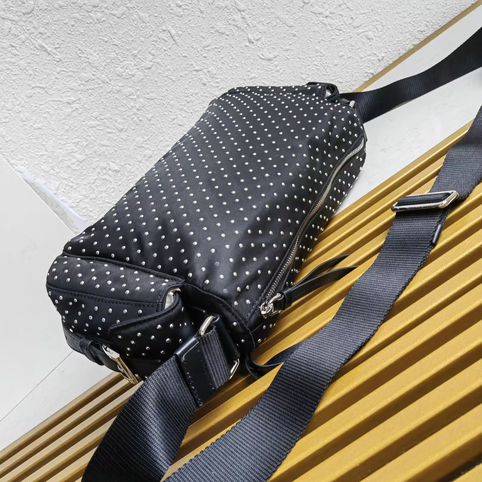 Prada Tessuto Rivet Crossbody Bag, Nylon and Leather, 26/33x17x9 cm 5 a1744176251895 3182