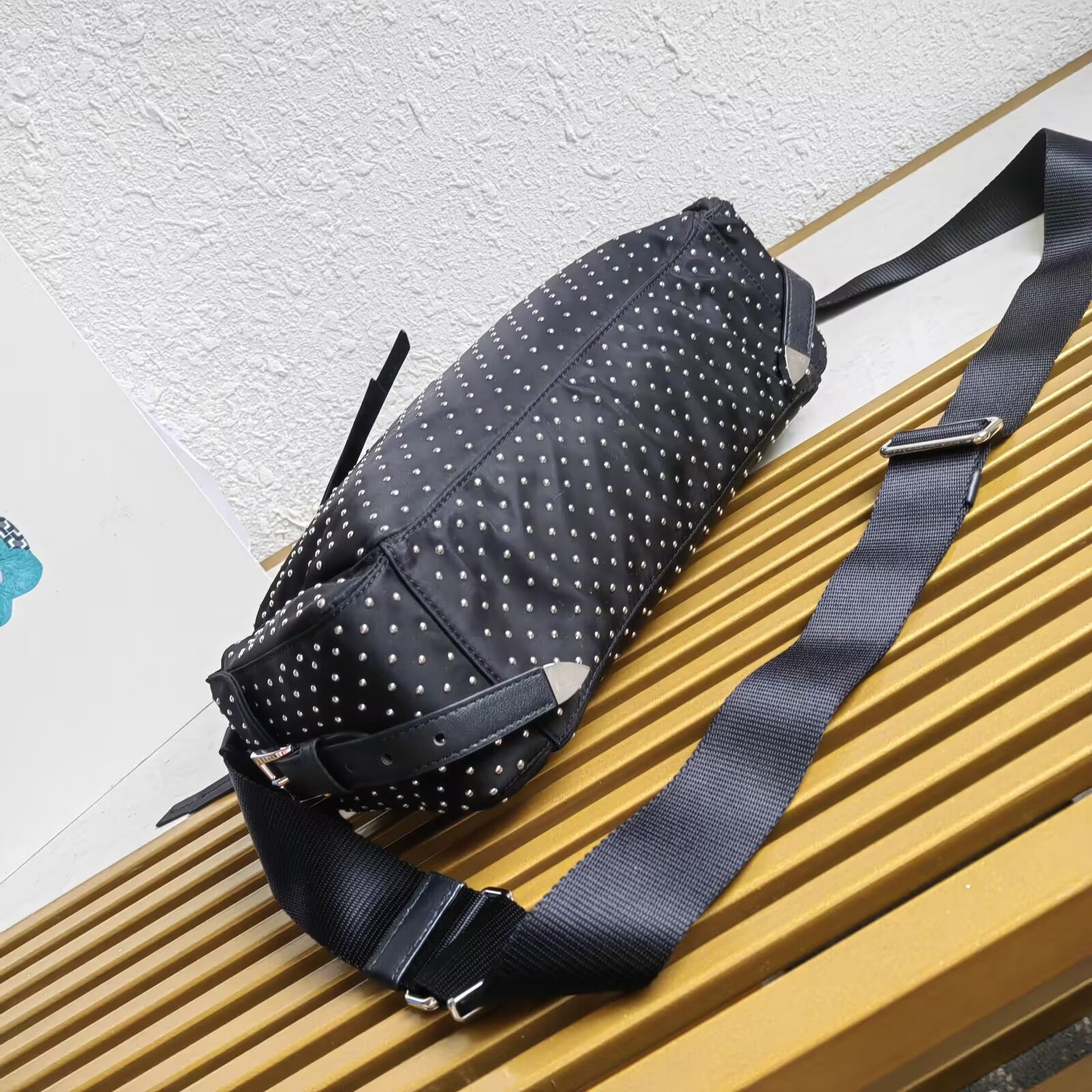 Prada Tessuto Rivet Crossbody Bag, Nylon and Leather, 26/33x17x9 cm 4 a1744176251897 8640