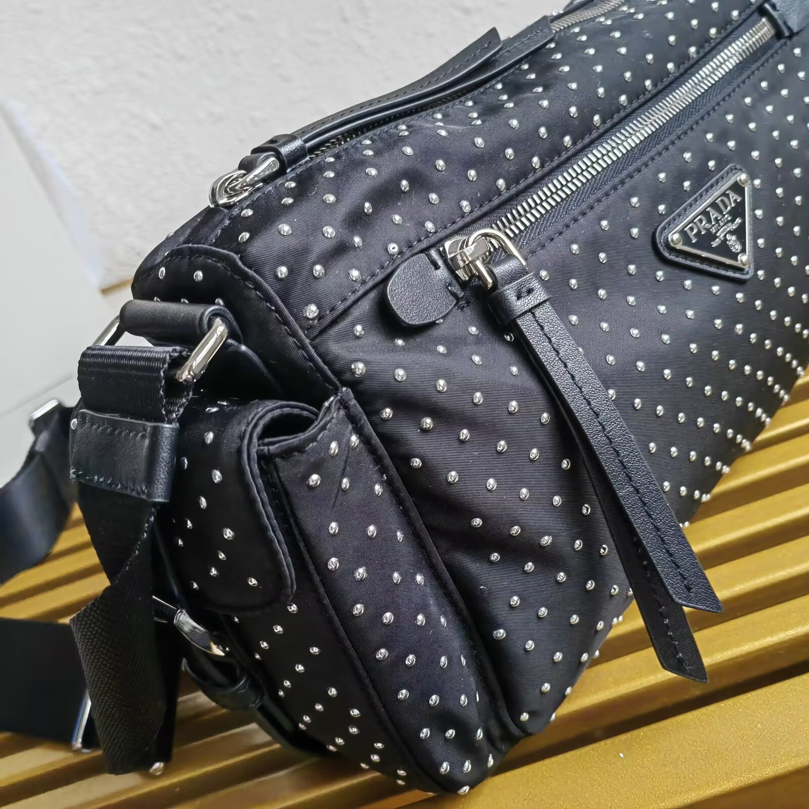 Prada Tessuto Rivet Crossbody Bag, Nylon and Leather, 26/33x17x9 cm 8 a1744176259405 1578