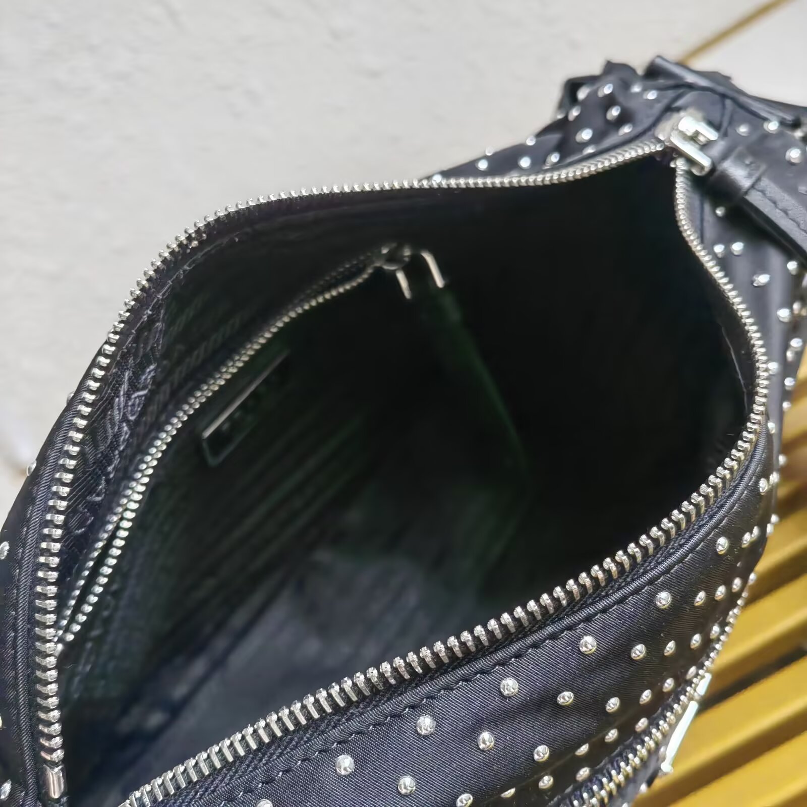 Prada Tessuto Rivet Crossbody Bag, Nylon and Leather, 26/33x17x9 cm 10 a1744176259412 1738