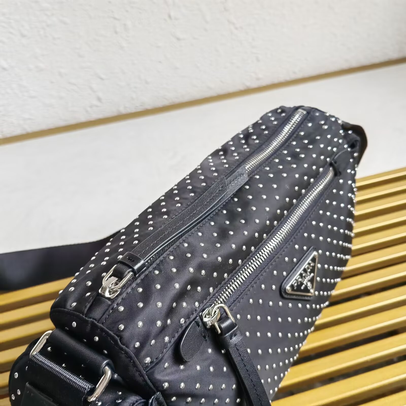 Prada Tessuto Rivet Crossbody Bag, Nylon and Leather, 26/33x17x9 cm 9 a1744176259412 6654