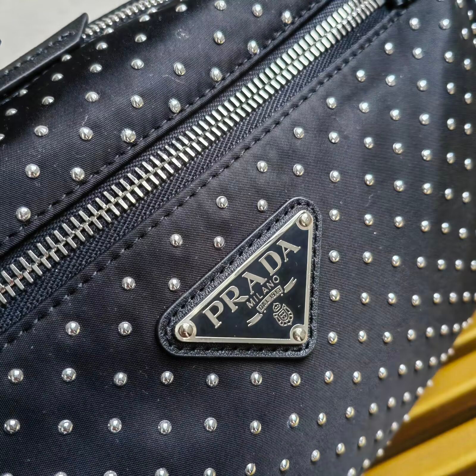 Prada Tessuto Rivet Crossbody Bag, Nylon and Leather, 26/33x17x9 cm 7 a1744176259696 1127