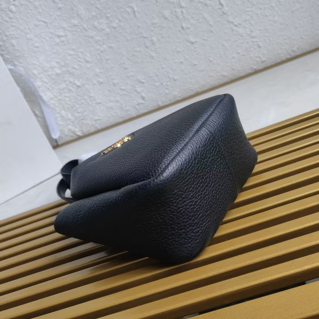 Prada Leather Mini Handbag, Structured Tote with Metal Logo - Black 6 a1744261333367 6338