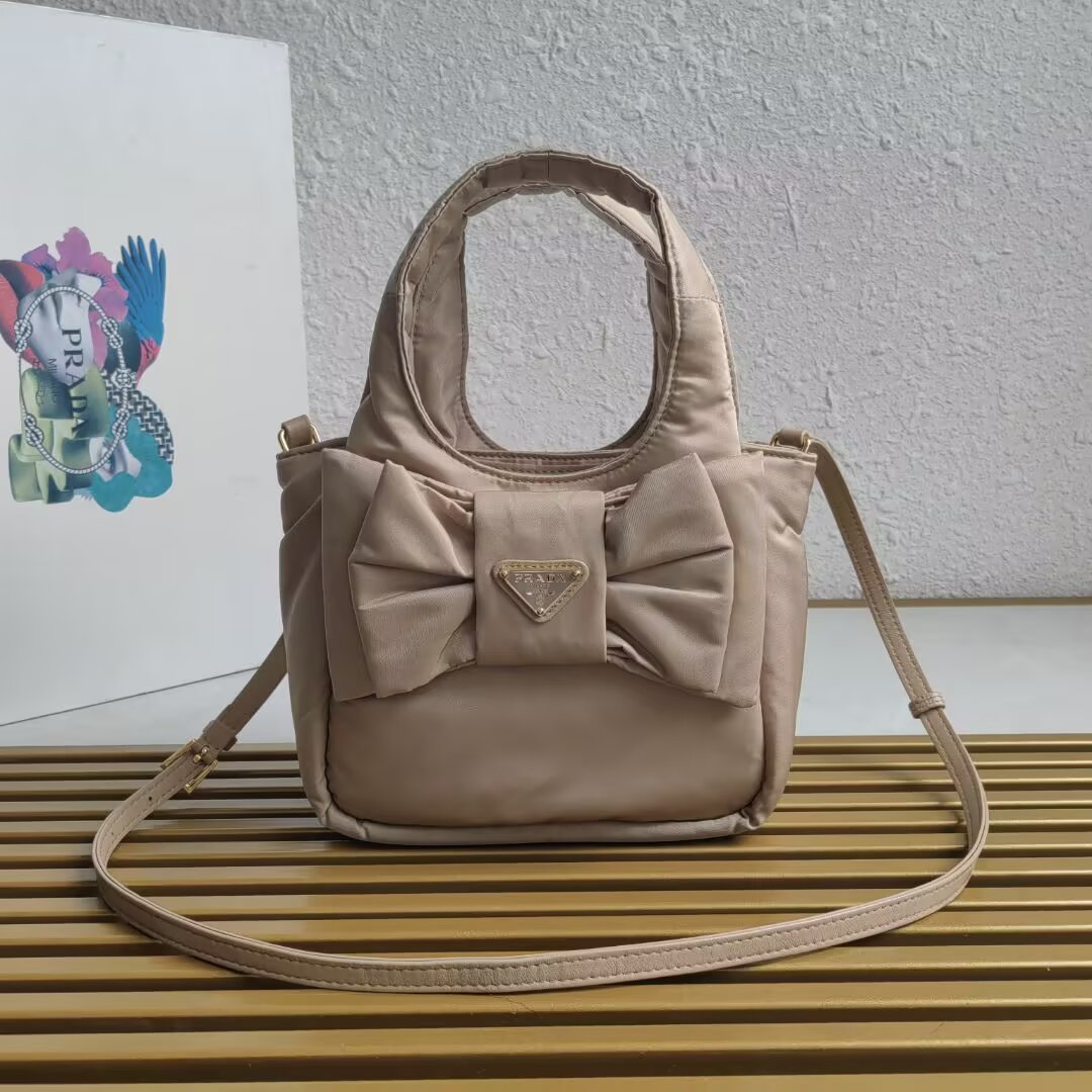 PRADA 1BA359 Small Basket Bag in Beige Nylon with Oversized Bow 2 a1744262302045 4248