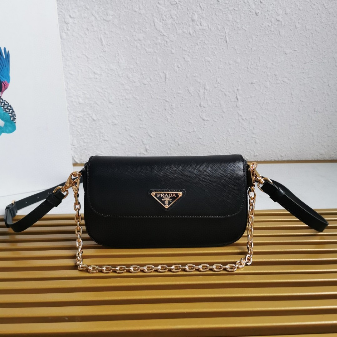Prada Saffiano Leather Flap Shoulder Bag with Chain Strap - Stylish & Versatile 2 a1744780797552 2413