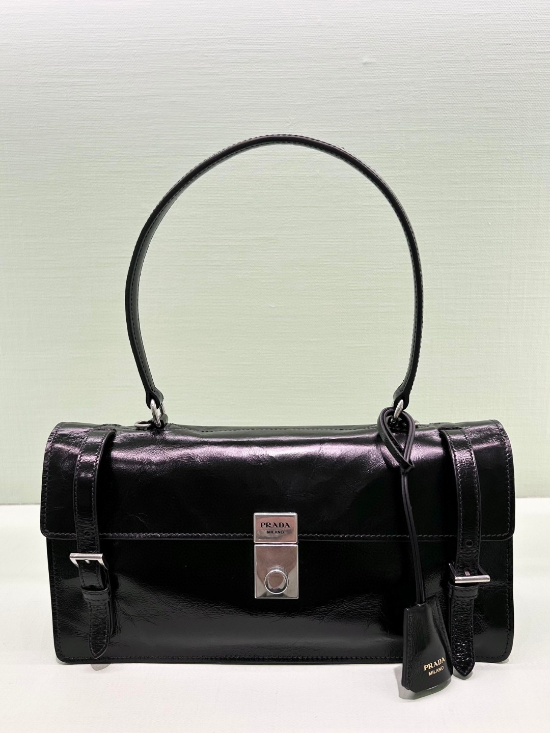 Prada Black Leather Handbag, 32cm, Stylish Tote Bag, 2024 Spring/Summer Collection 3 a1745056783023 1071