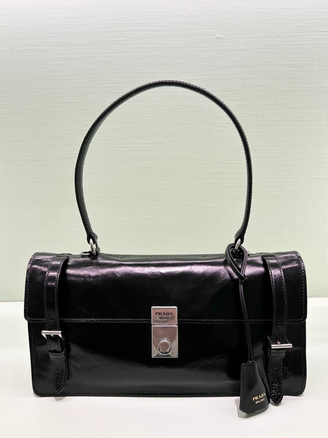 Prada 1BN026 Leather Handbag, Top Handle Bag, Purple-Gray, 32 x 16.5 x 10cm 5 a1745056927135 1103