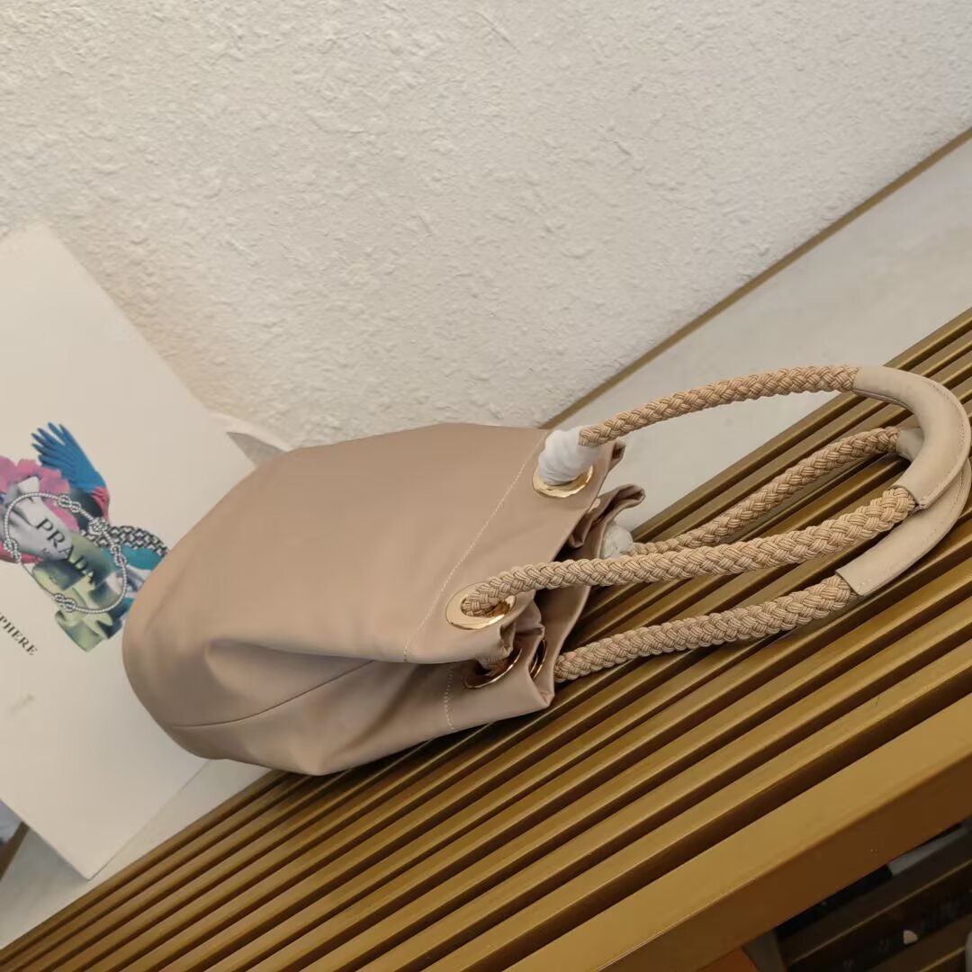 Prada Beige Nylon Bucket Bag with Rope Handle | 1BE082 Show Collection 6 a1745211811981 3012