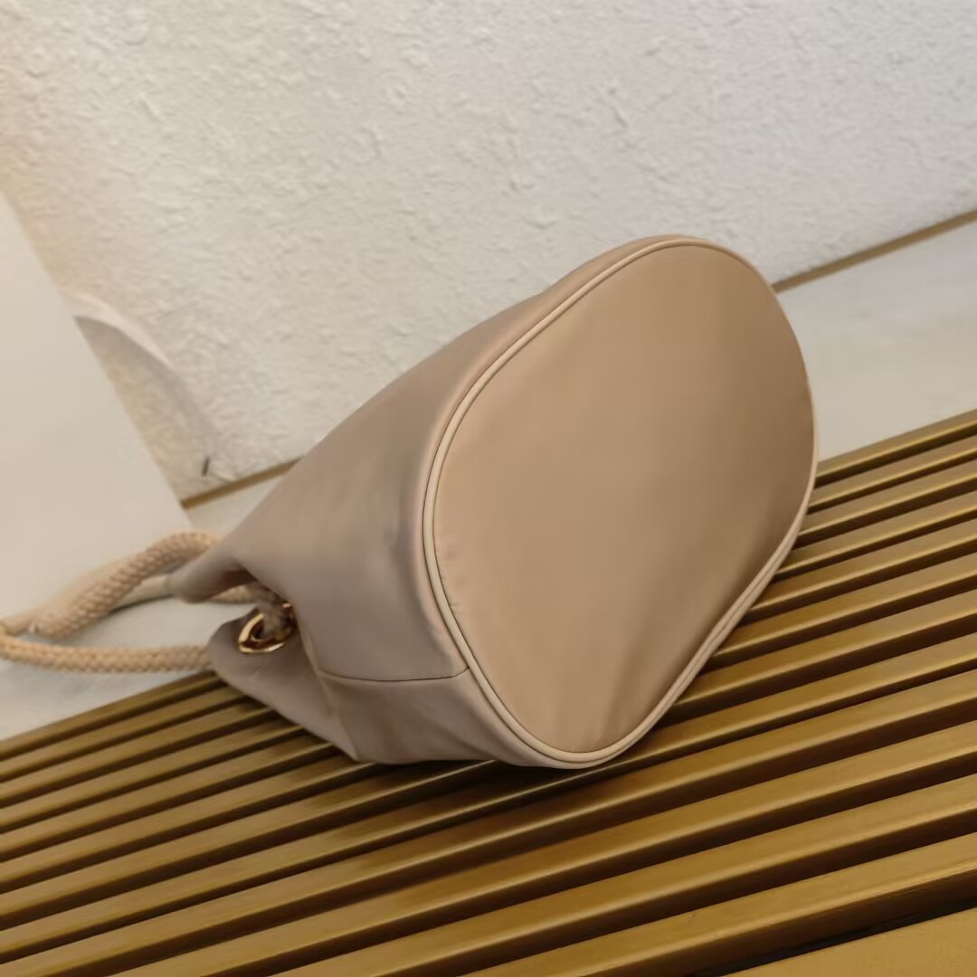 Prada Beige Nylon Bucket Bag with Rope Handle | 1BE082 Show Collection 5 a1745211811999 8630