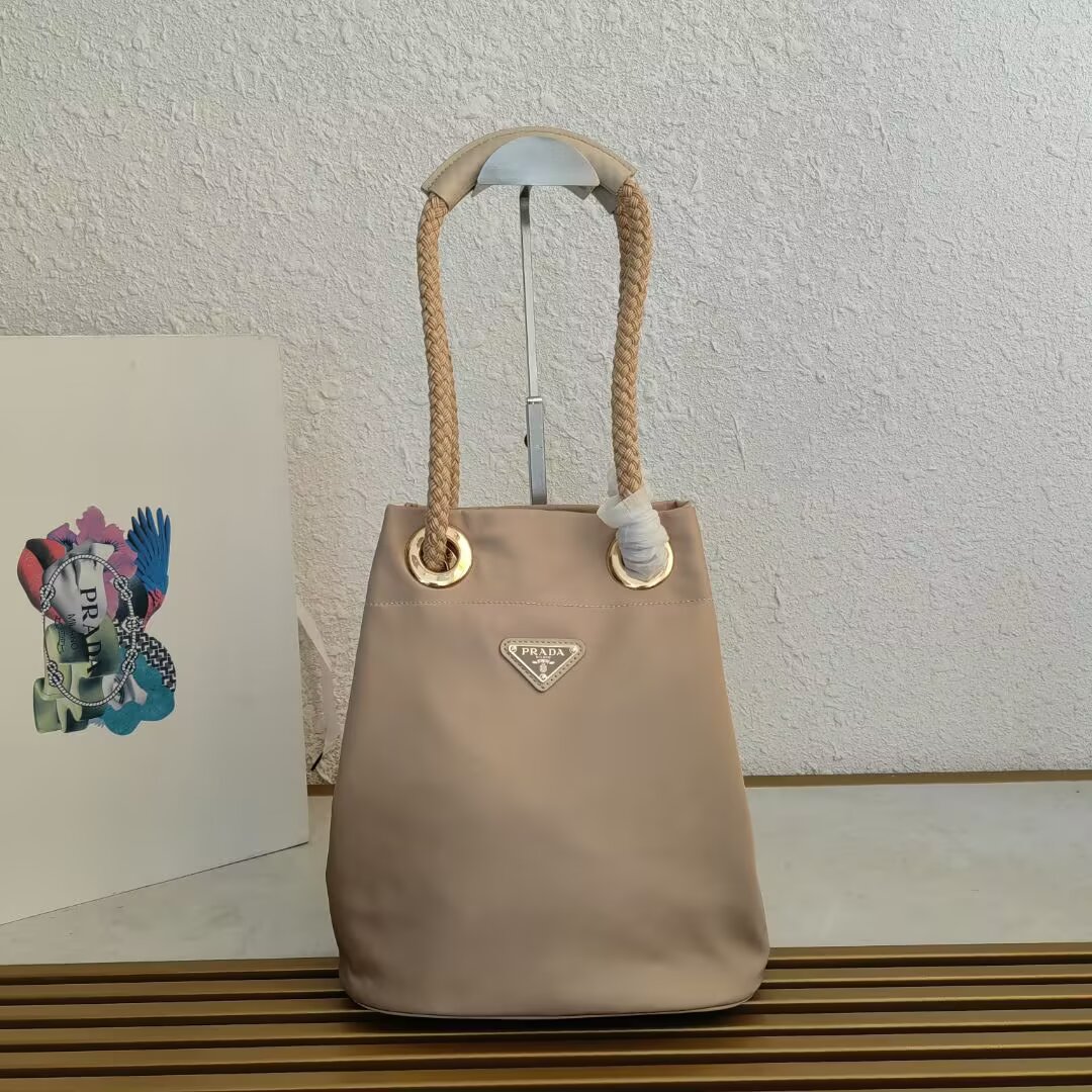 Prada Beige Nylon Bucket Bag with Rope Handle | 1BE082 Show Collection 2 a1745211812002 6323