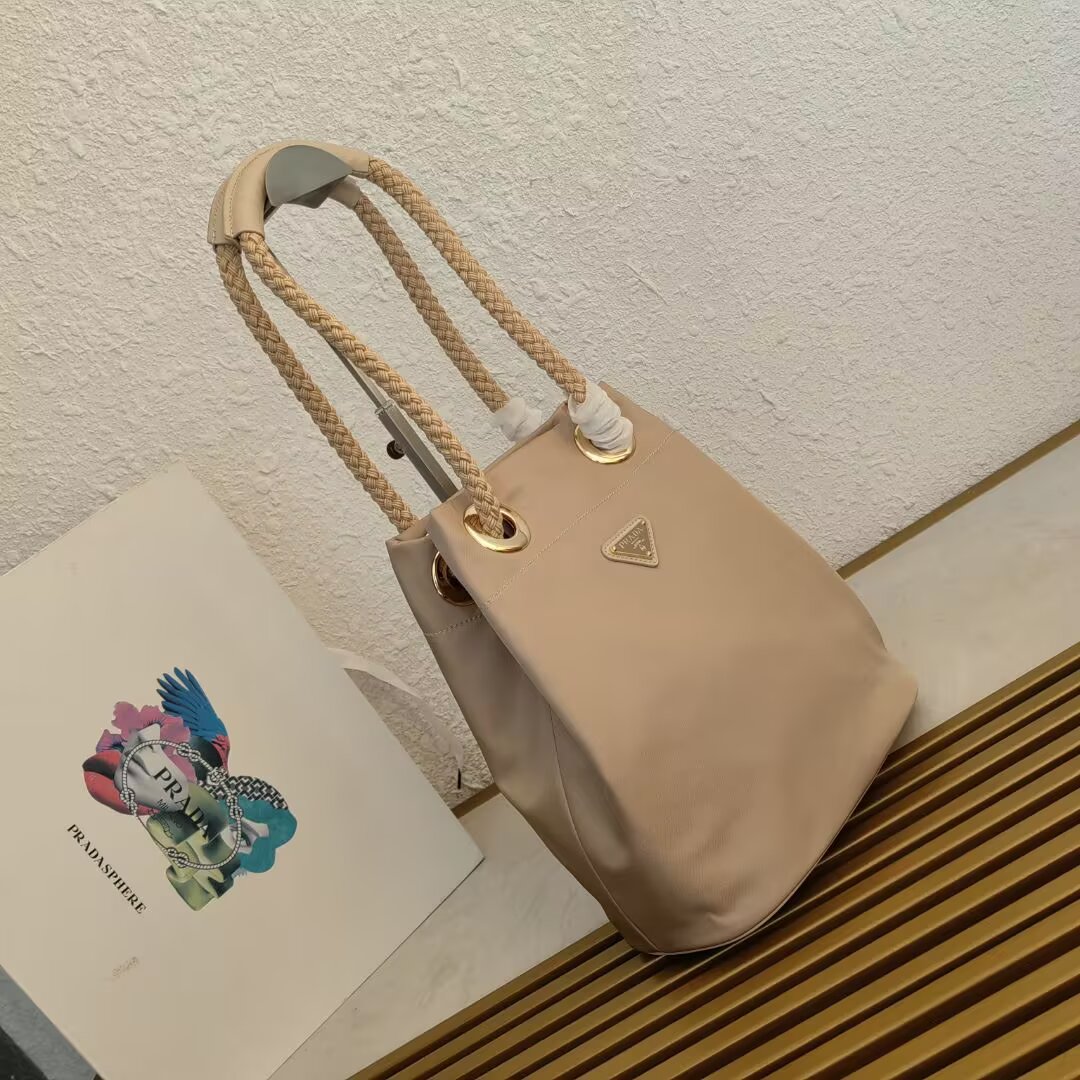 Prada Beige Nylon Bucket Bag with Rope Handle | 1BE082 Show Collection 3 a1745211812004 4825