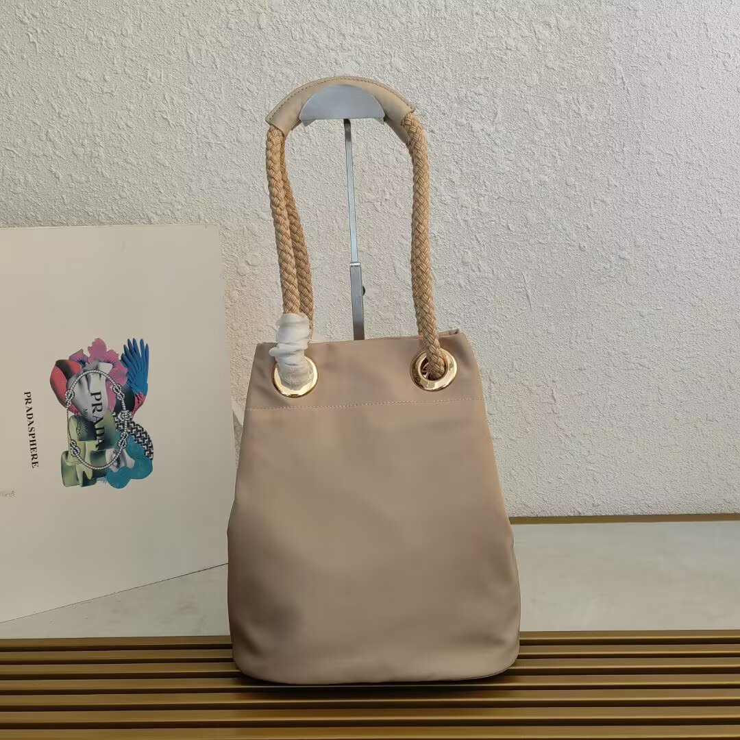 Prada Beige Nylon Bucket Bag with Rope Handle | 1BE082 Show Collection 4 a1745211812007 4632