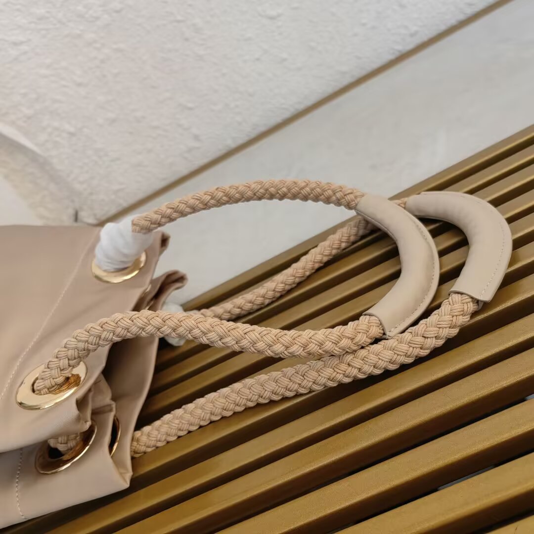 Prada Beige Nylon Bucket Bag with Rope Handle | 1BE082 Show Collection 9 a1745211815318 6357