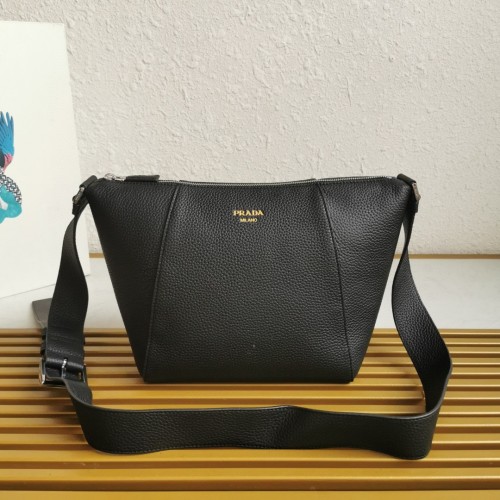 Prada Leather Messenger Bag 2VH178, Adjustable Strap, Black 1 Prada Leather Messenger Bag 2VH178, Adjustable Strap, Black