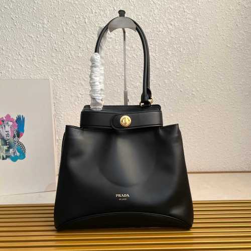 Prada Carey Medium Leather Handbag, Black, 31x28x5cm, 2025 Collection 1 Prada Carey Medium Leather Handbag, Black, 31x28x5cm, 2025 Collection