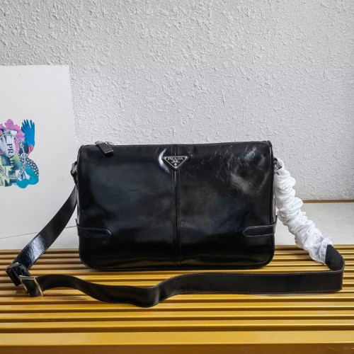 Prada Leather Messenger Bag - Adjustable Strap, Triangle Logo, Modern Style 1 Prada Leather Messenger Bag - Adjustable Strap, Triangle Logo, Modern Style