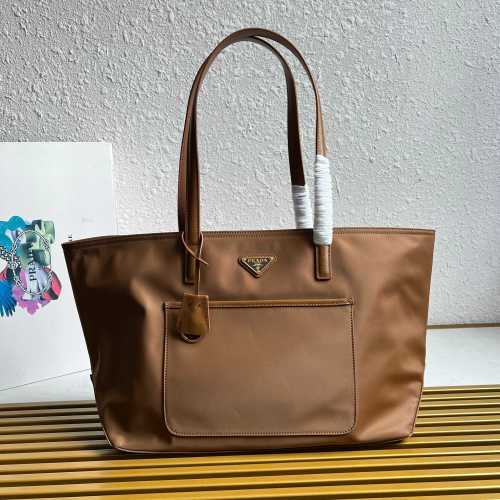 Prada Tote Bag in Brown Nylon, Medium Size: 35x26x15cm 1 Prada Tote Bag in Brown Nylon, Medium Size: 35x26x15cm