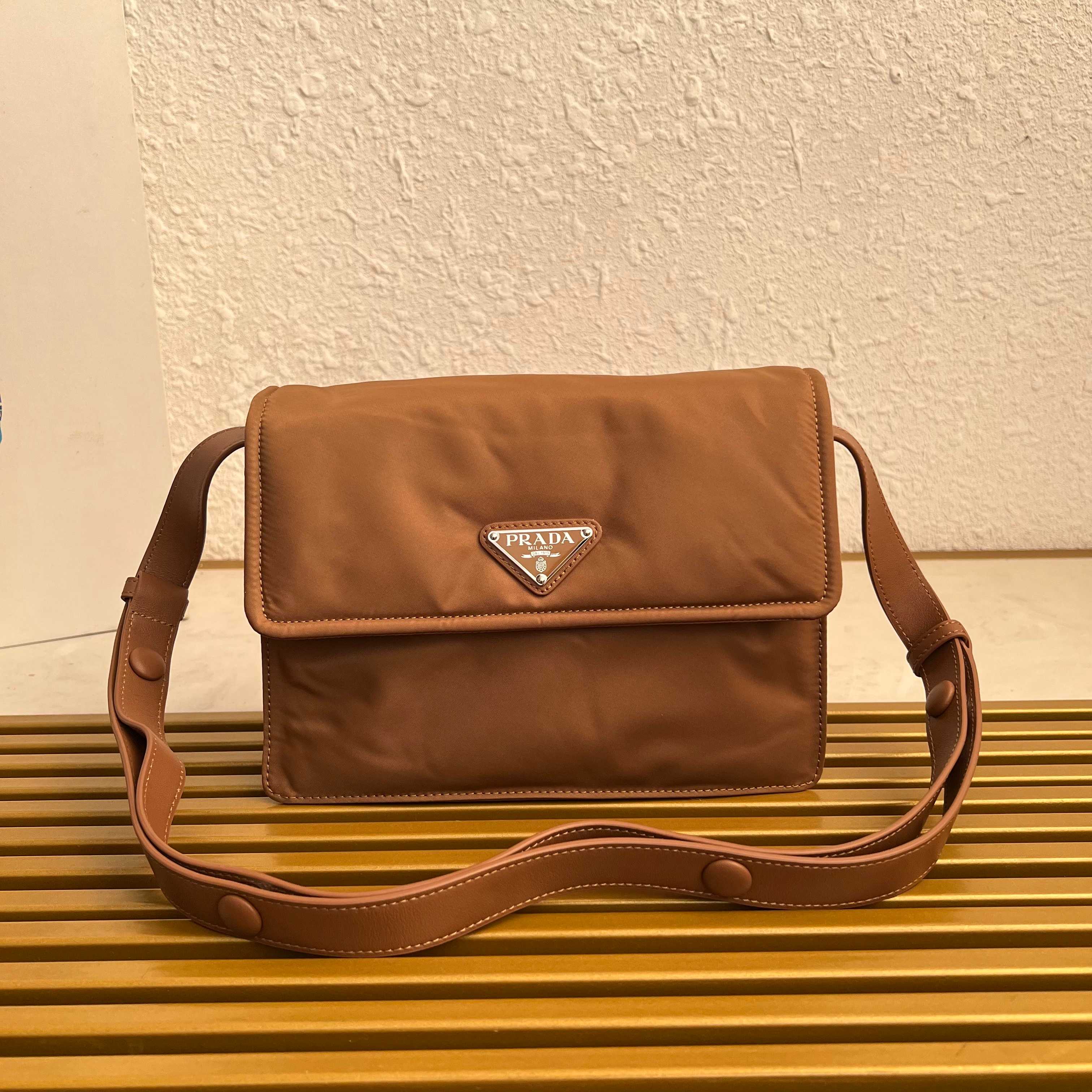 Prada Re-Nylon Small Shoulder Bag - 1BD313 - Brown