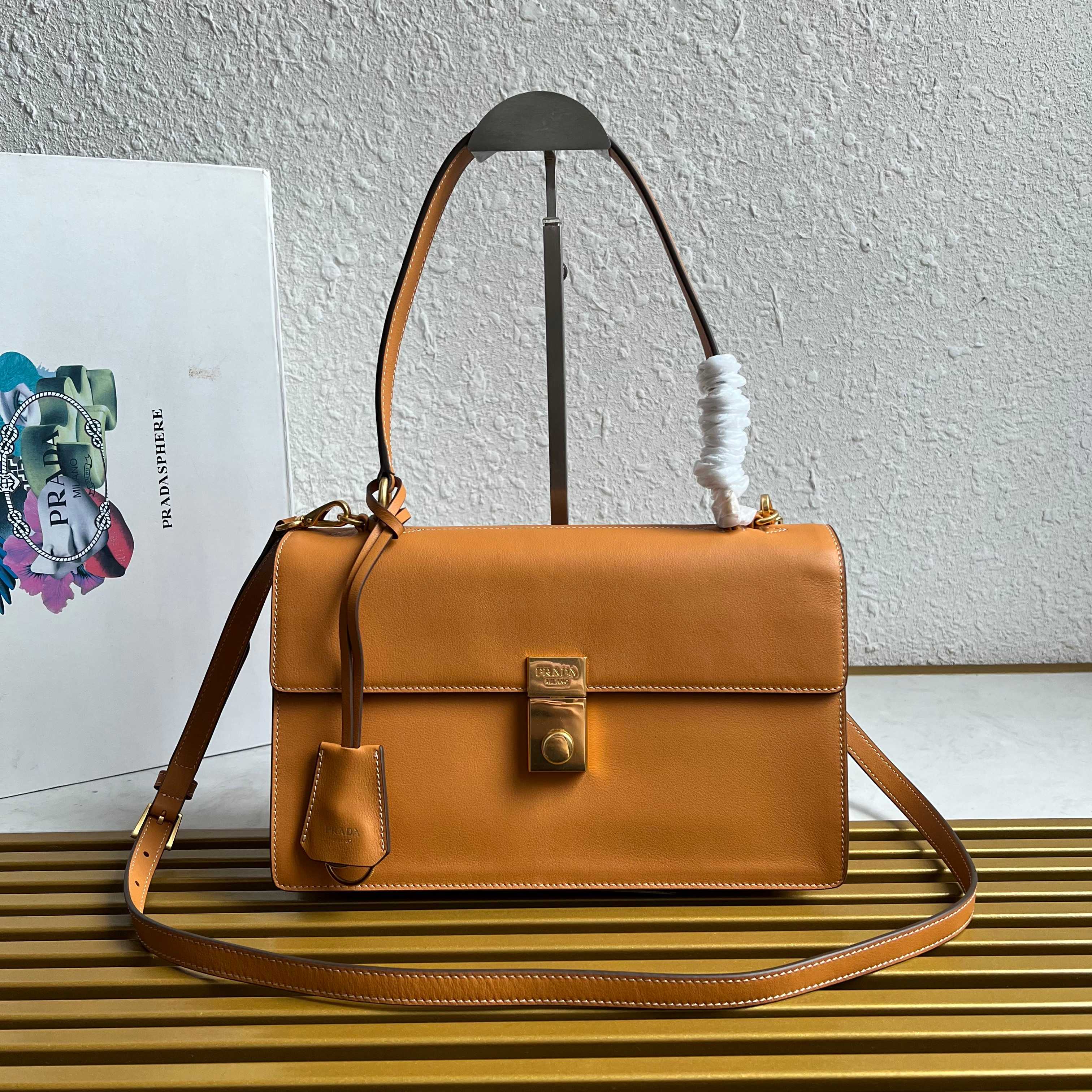 Prada 1BN023 Small Leather Handbag, Top Handle, Shoulder Bag