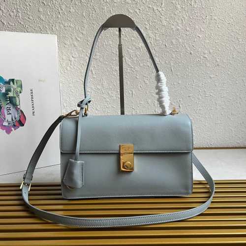 Prada 1BN023 Blue Leather Handbag,28cm,Top-Handle,Crossbody Bag 1 Prada 1BN023 Blue Leather Handbag,28cm,Top-Handle,Crossbody Bag