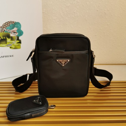 Prada 2VH112 Black Nylon Crossbody Bag with Triangle Logo and Mini Pouch 1 Prada 2VH112 Black Nylon Crossbody Bag with Triangle Logo and Mini Pouch