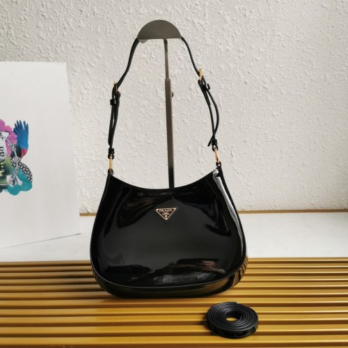 Prada Cleo Flap Shoulder Bag Black Patent Leather with Additional Strap 1 Prada Cleo Flap Shoulder Bag Black Patent Leather with Additional Strap