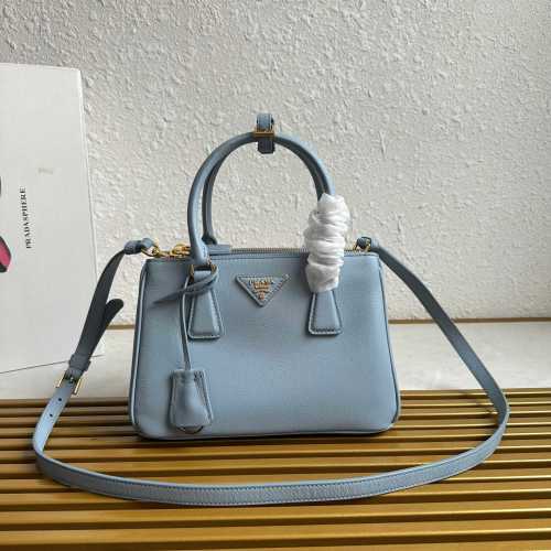 Prada Saffiano Leather Galleria Small Handbag, Light Blue 1 Prada Saffiano Leather Galleria Small Handbag, Light Blue
